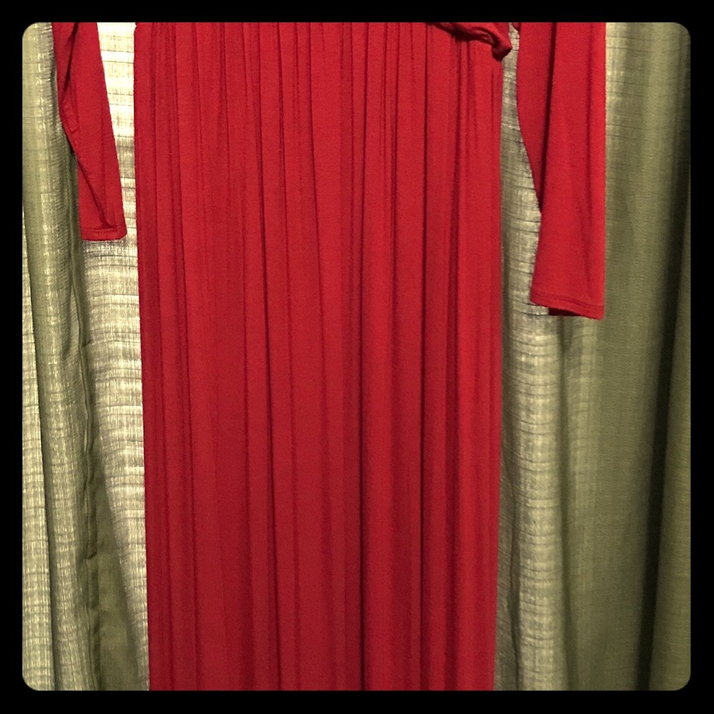 Cross body rasberry red maxi dress